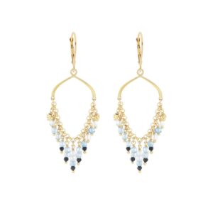 Par de pendientes colgantes Monachella con aguamarinas y espinelas facetadas.