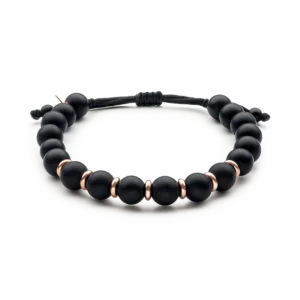 Pulsera de oro rosa 18K con ónix