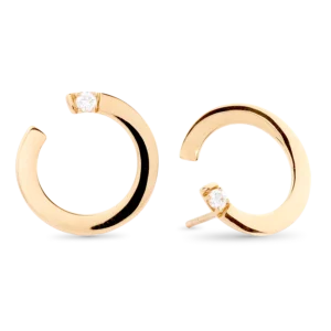 Pendientes de Oro Amarillo 18K con 2 Diamantes