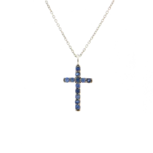 Colgante de oro blanco 18K con zafiro