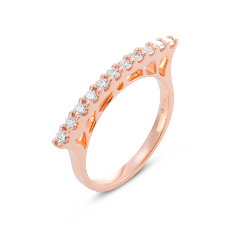 Sortija de Oro Rosa 18K con 11 Diamantes